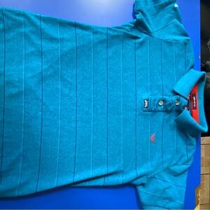 Armani Exchange Teal Polo with Subtle Stripes